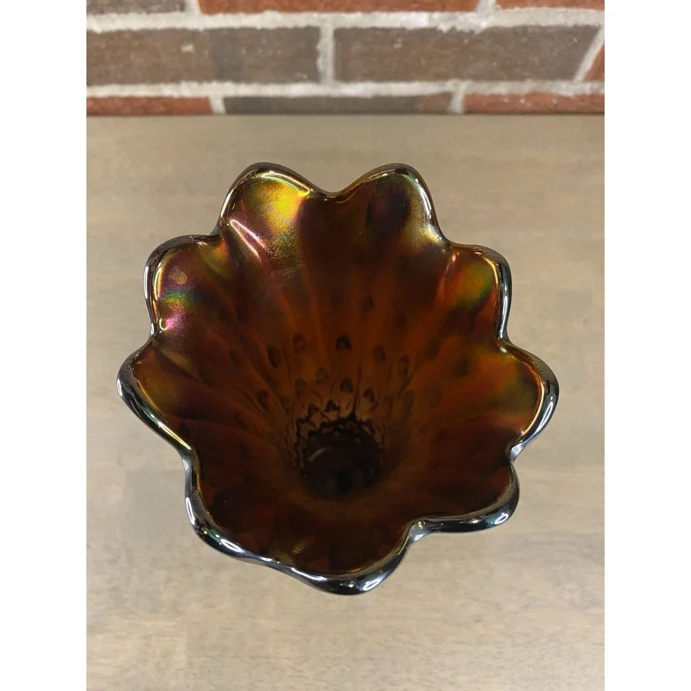 Vintage Northwood‎ Tree Trunk Amethyst Carnival Glass Vase 10.5 Inches